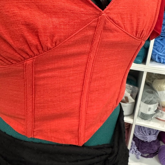 Red Crop Halter Corset Top 100% cotton Size M - Picture 7 of 9